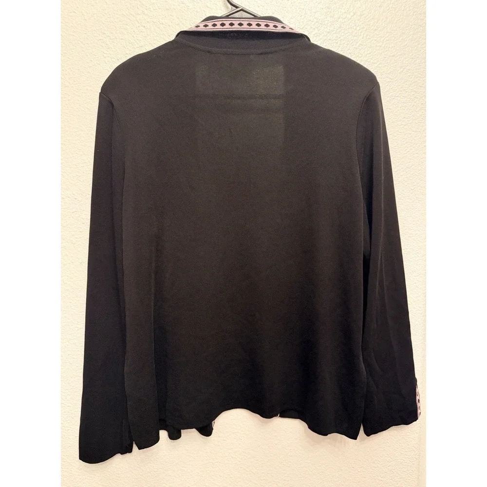 Vtg Howard Wolf Escape Sweater Women Size M/L Open Front‎ Acrylic Black Lavender